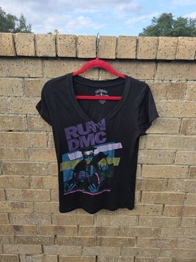 RUN DMC Black Graphic Tee with Colorful Print